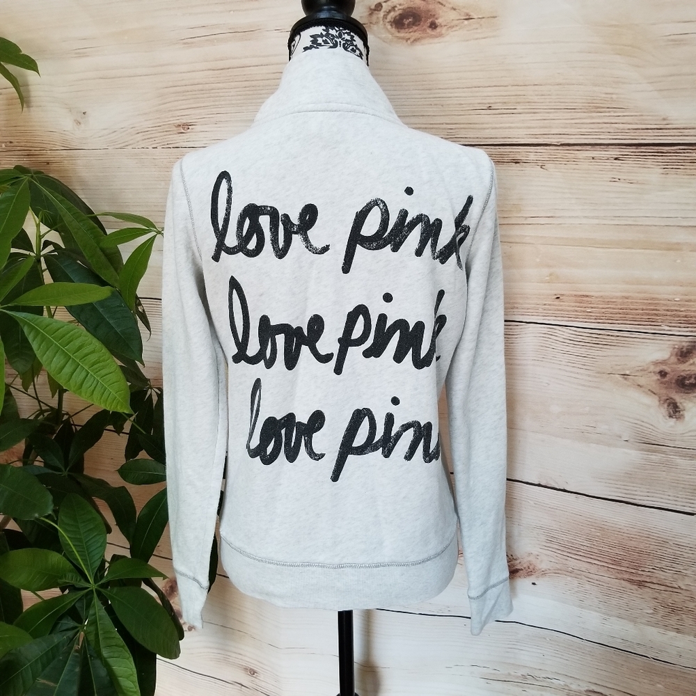 3/$28 Pink  Pullover Gray Half zipper  Sz S - Picture 3 of 7